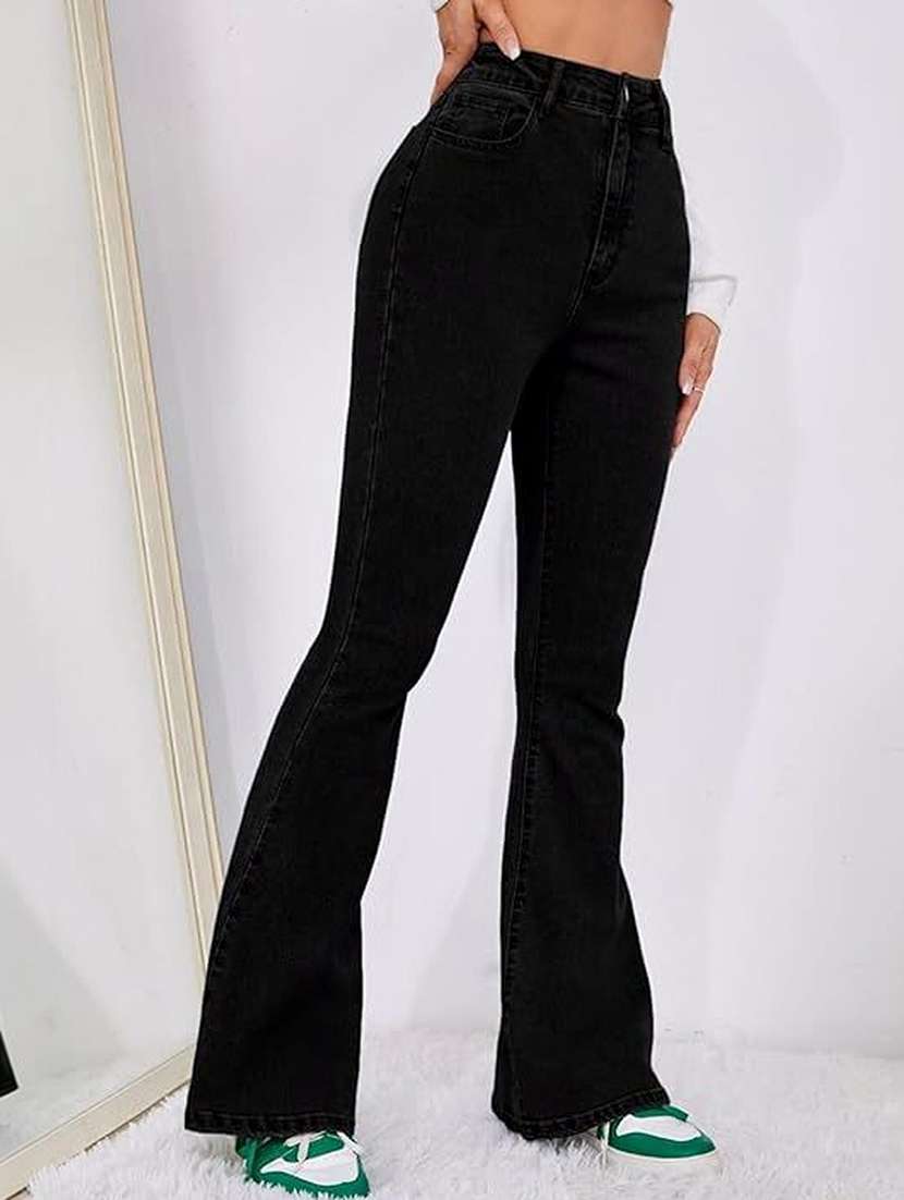 women solid high rise bootcut jeans - 22570293 -  Standard Image - 1
