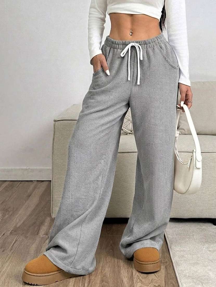 women self design mid rise wide leg trouser - 22570307 -  Standard Image - 1