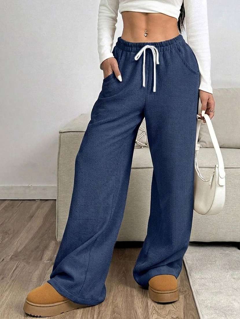women self design mid rise wide leg trouser - 22570310 -  Standard Image - 1