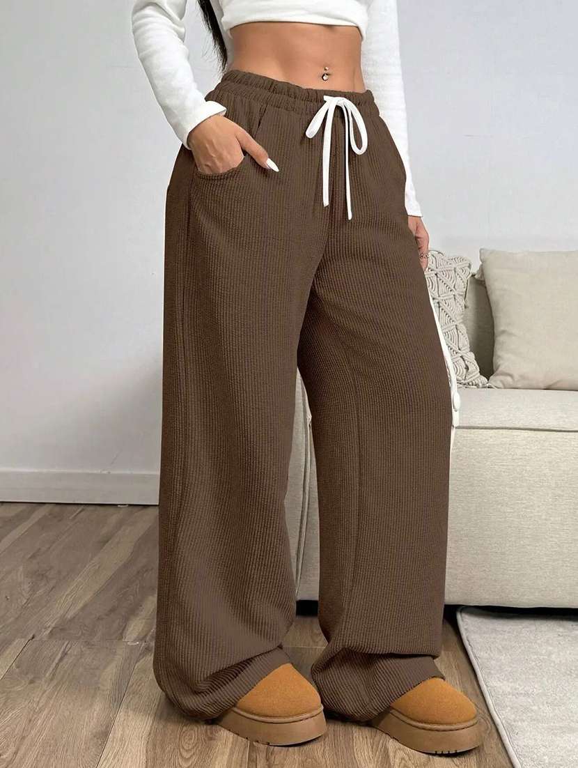 women self design mid rise wide leg trouser - 22570311 -  Standard Image - 1