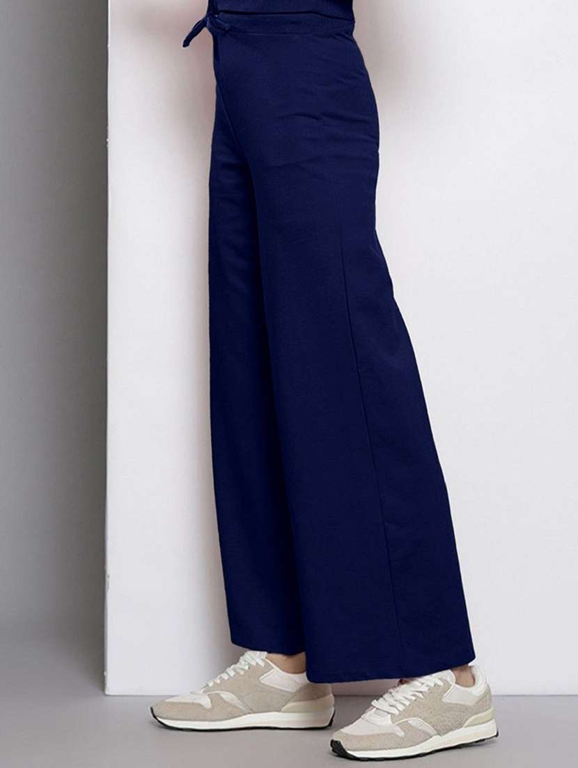 women solid mid rise wide leg trouser - 22570328 -  Standard Image - 1