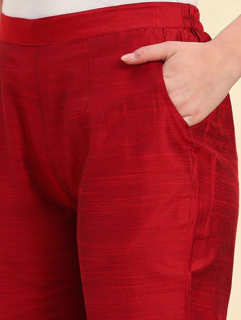 women solid mid rise straight pant - 22570356 -  Standard Image - 1