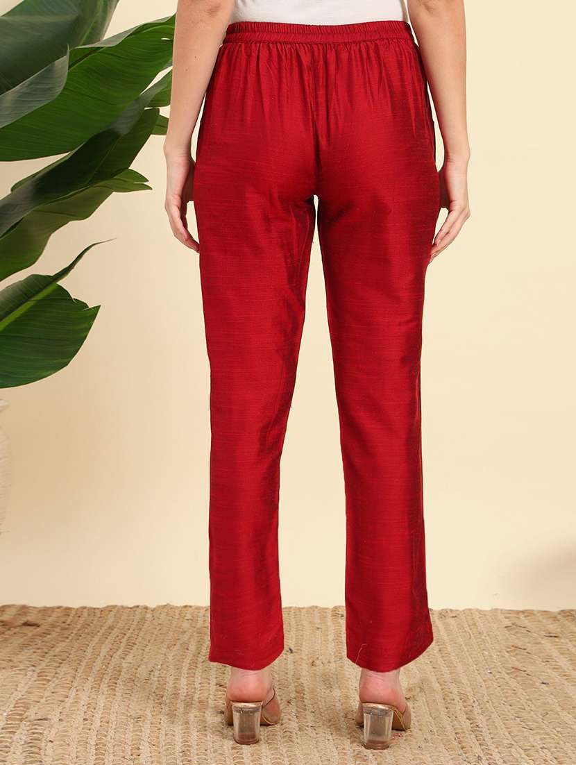 women solid mid rise straight pant - 22570356 -  Standard Image - 4