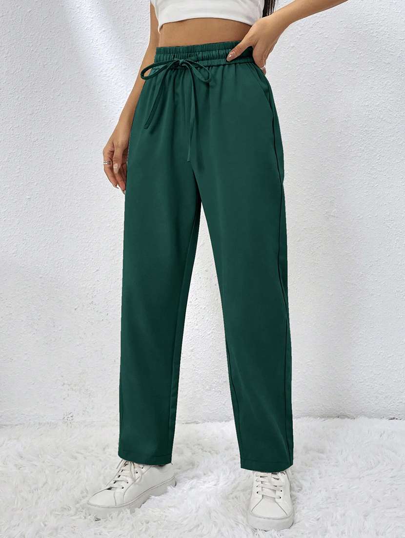 women solid high rise straight trouser - 22570357 -  Standard Image - 4