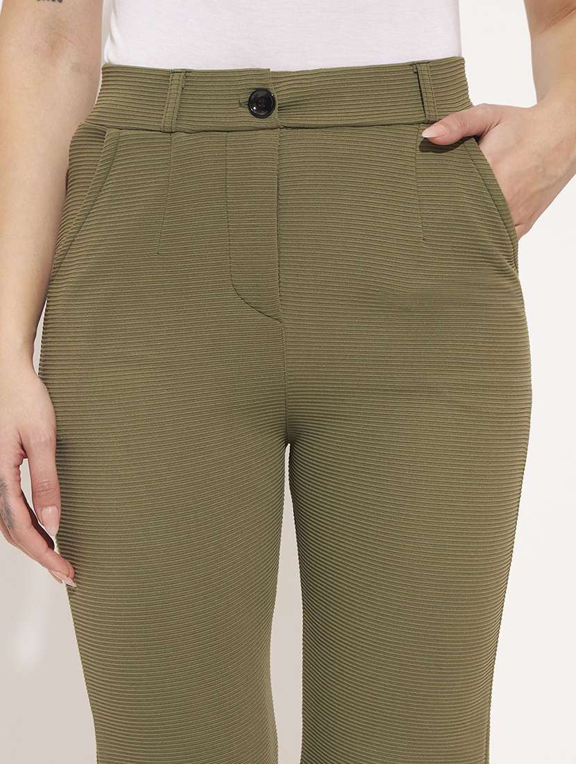 women self design mid rise straight trouser - 22570361 -  Standard Image - 1