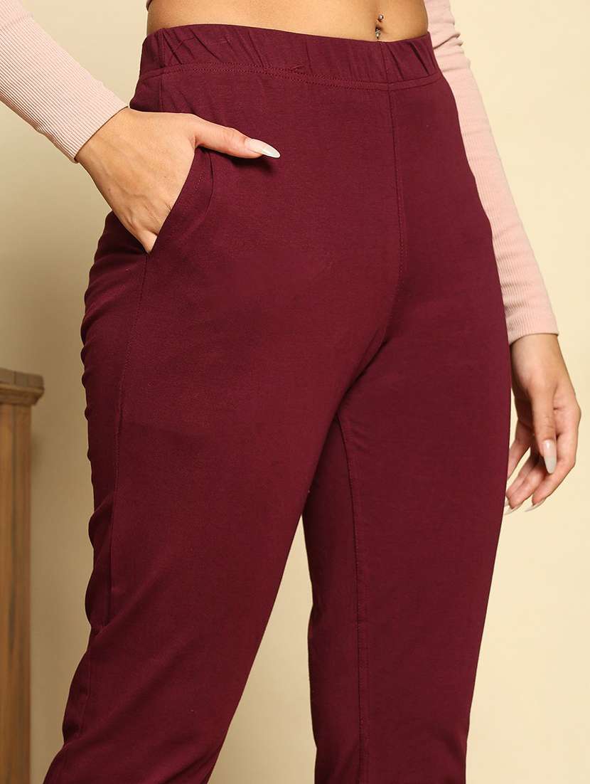 women solid mid rise tapered pant - 22570362 -  Standard Image - 1