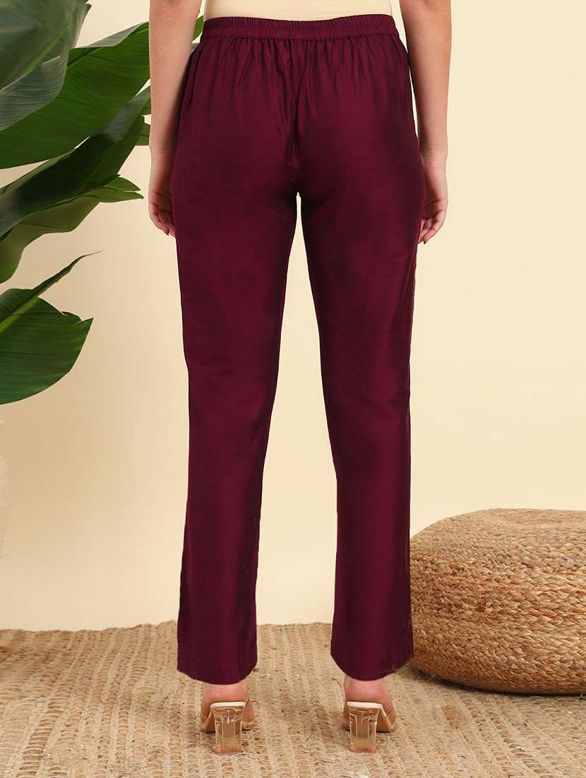 women solid mid rise straight pant - 22570372 -  Standard Image - 4