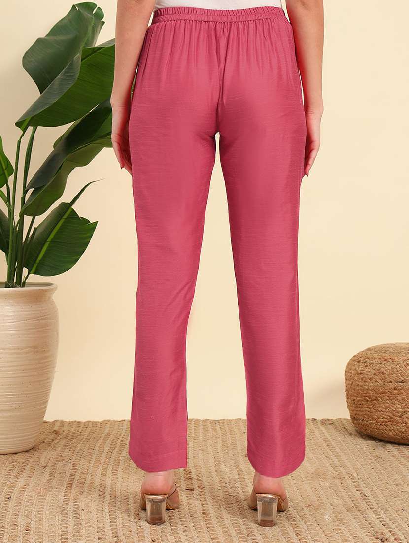 women solid mid rise straight trouser - 22570376 -  Standard Image - 4
