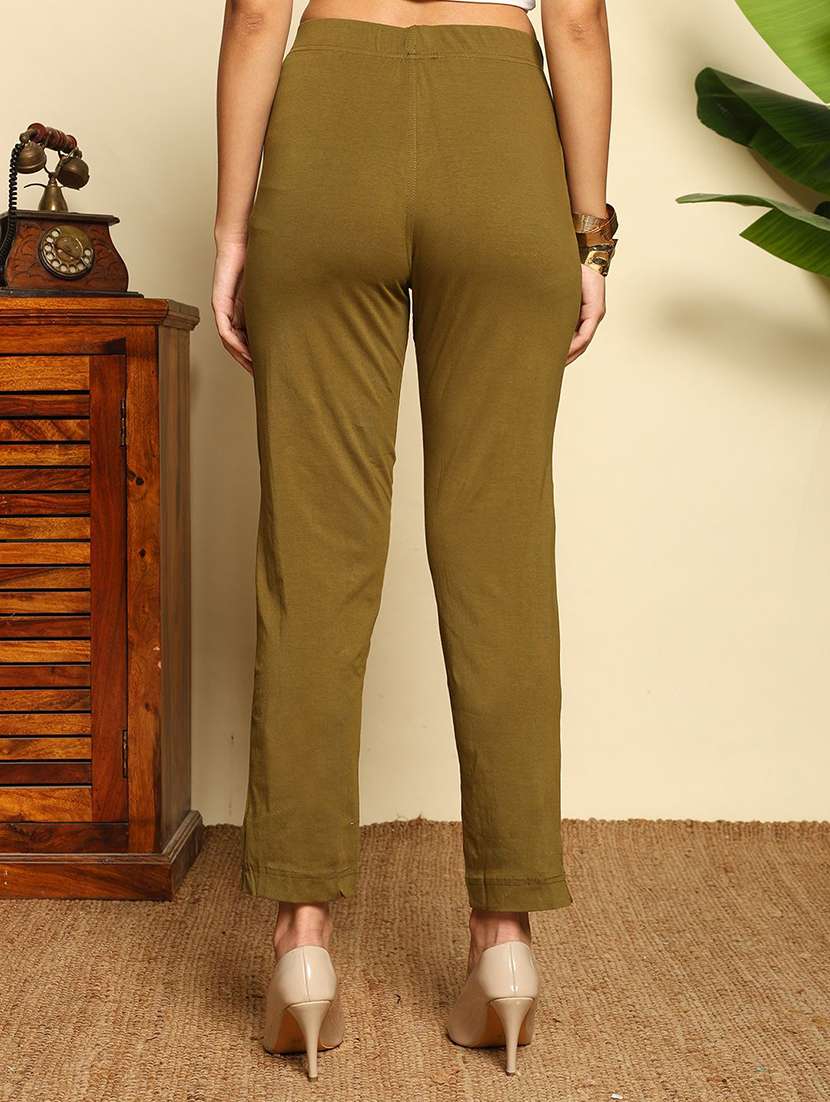 women solid mid rise tapered  pant - 22570380 -  Standard Image - 1