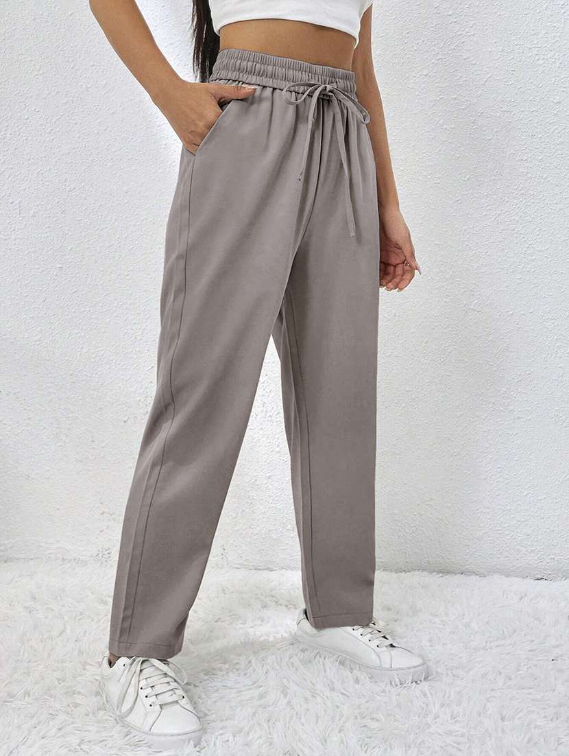 Women Solid High Rise Straight Trouser - 22570385 -  Standard Image - 4