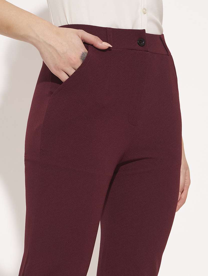 Women Solid High Rise Bootcut Trouser - 22570386 -  Standard Image - 1