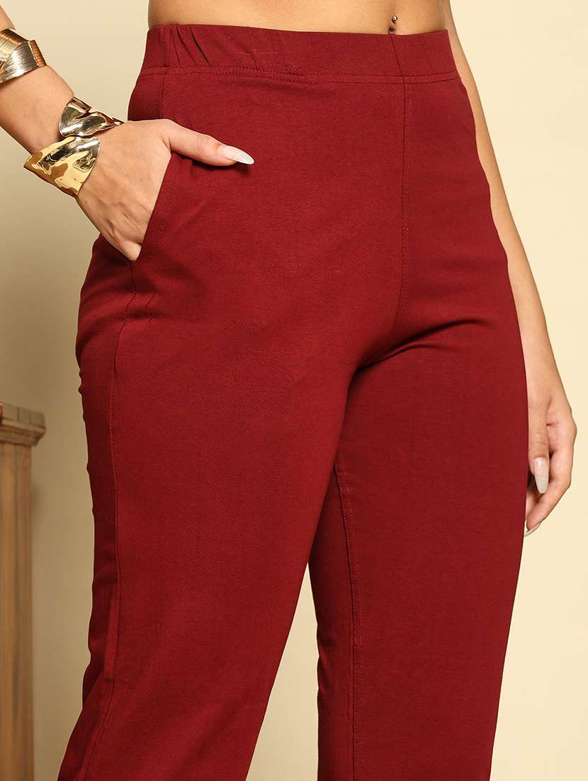 women solid mid rise tapered  pant  - 22570393 -  Standard Image - 1
