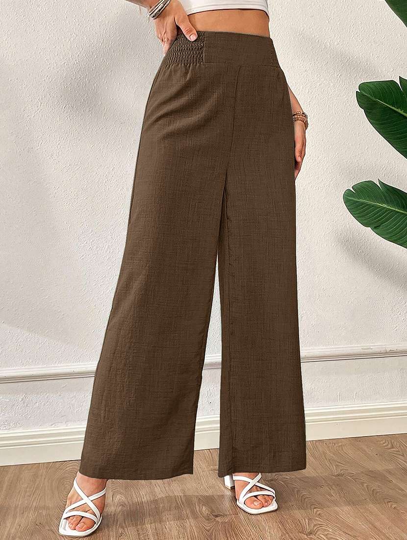 women textured high rise wide leg trouser - 22570400 -  Standard Image - 1