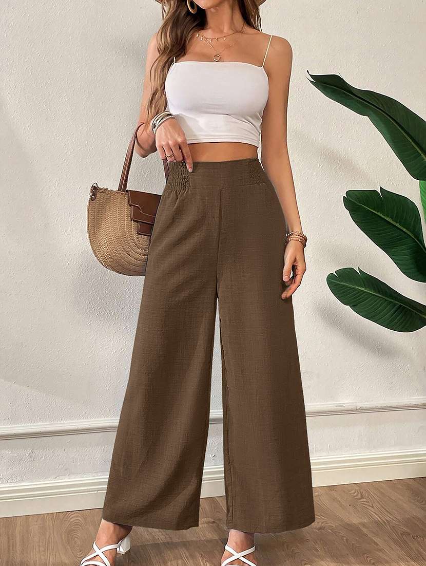 women textured high rise wide leg trouser - 22570400 -  Standard Image - 4