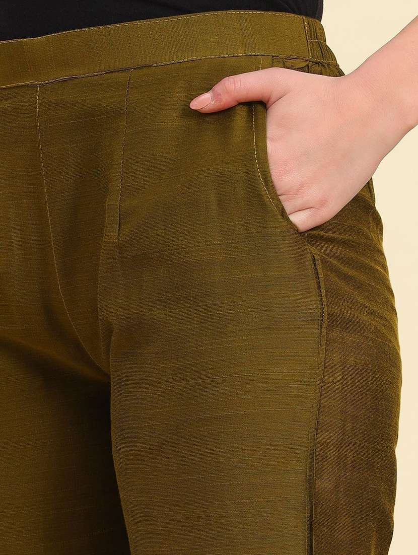 women solid  mid rise straight pant - 22570415 -  Standard Image - 1