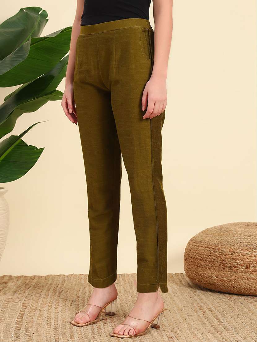 women solid  mid rise straight pant - 22570415 -  Standard Image - 4