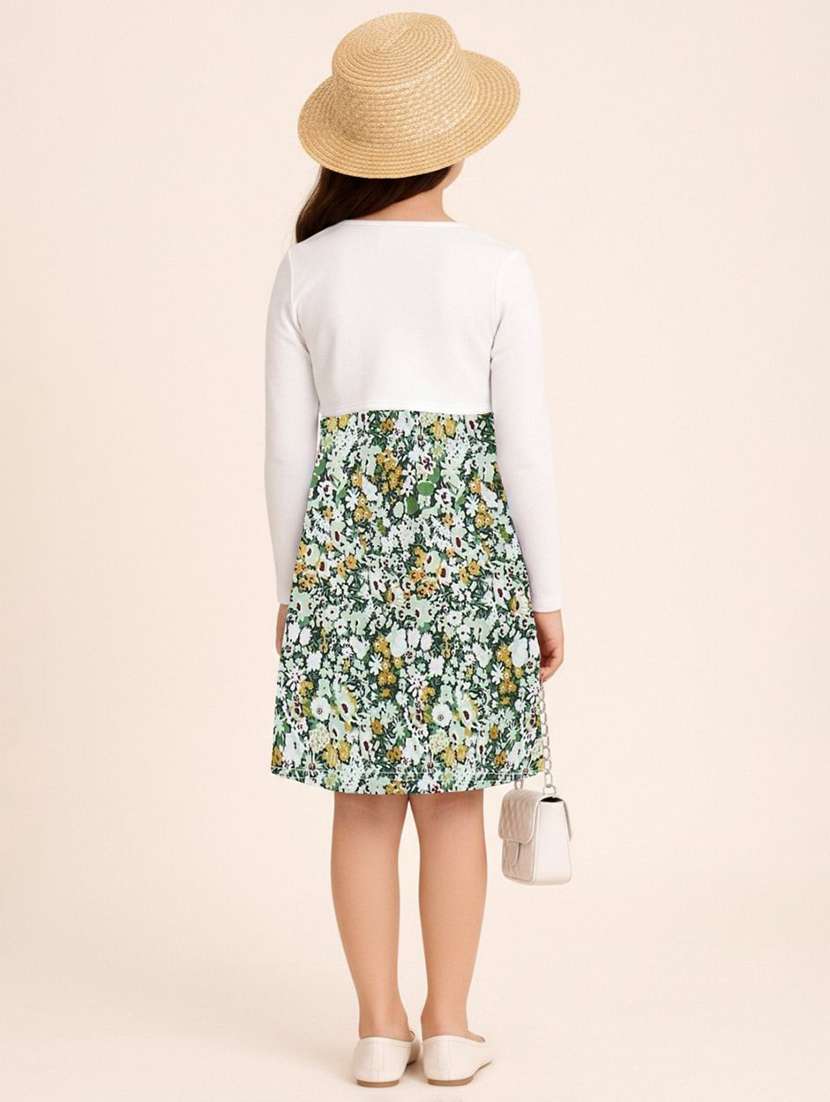 girls printed long sleeves a-line dress - 22570460 -  Standard Image - 1