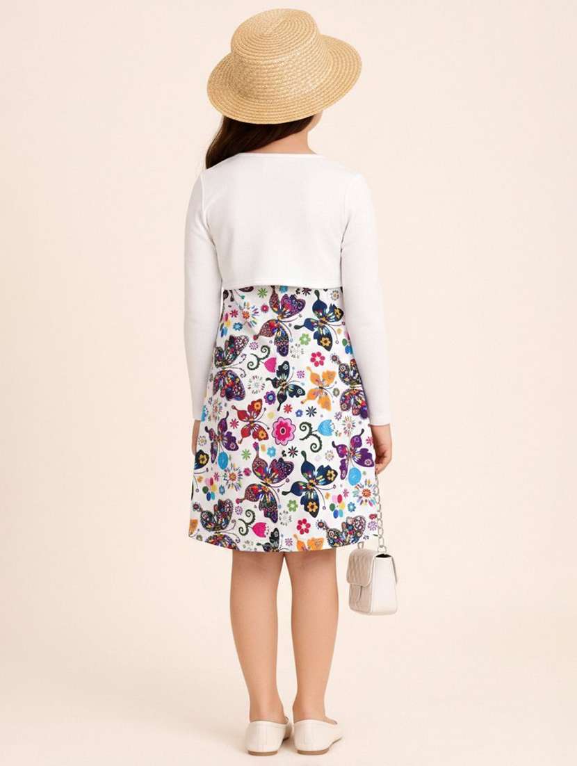 girls printed long sleeves a-line dress - 22570468 -  Standard Image - 1