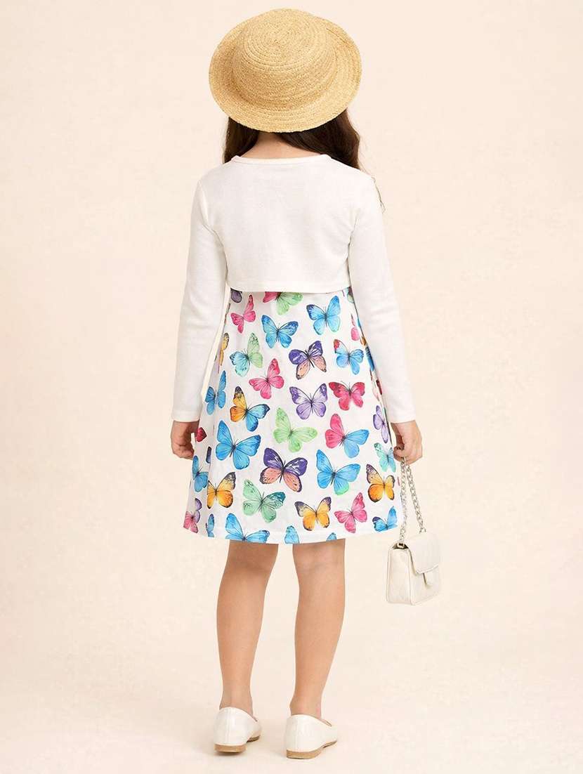girls printed long sleeves a-line dress - 22570470 -  Standard Image - 1