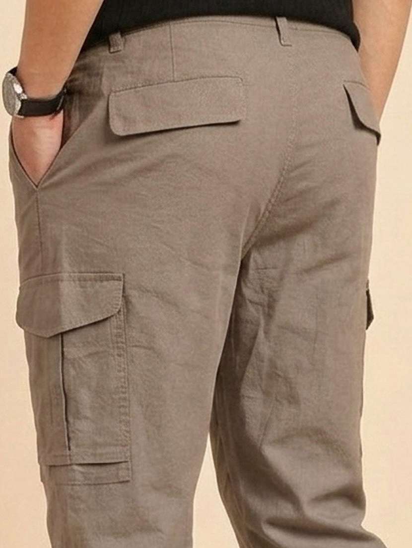men solid mid rise regular fit cargo pant - 22570477 -  Standard Image - 4