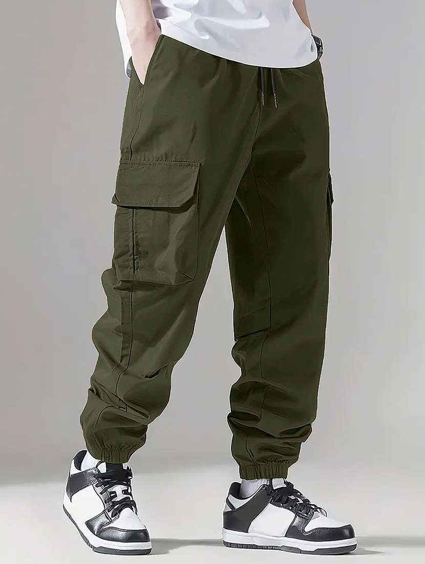 men solid mid rise baggy fit jogger - 22570479 -  Standard Image - 1