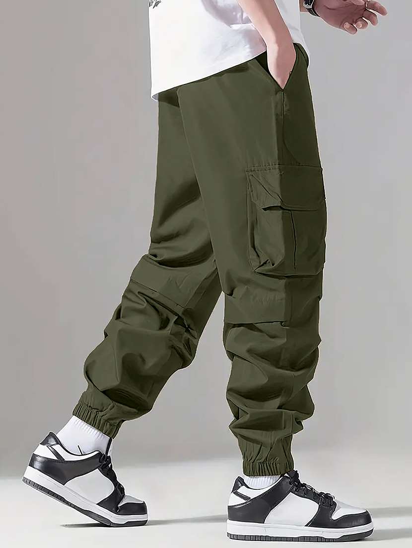 men solid mid rise baggy fit jogger - 22570479 -  Standard Image - 4