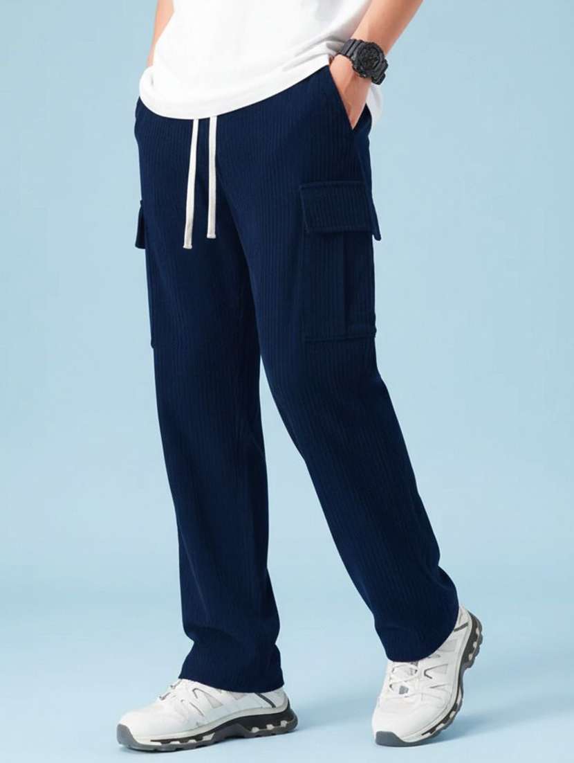 men solid mid rise regular fit cargo pantv - 22570486 -  Standard Image - 1