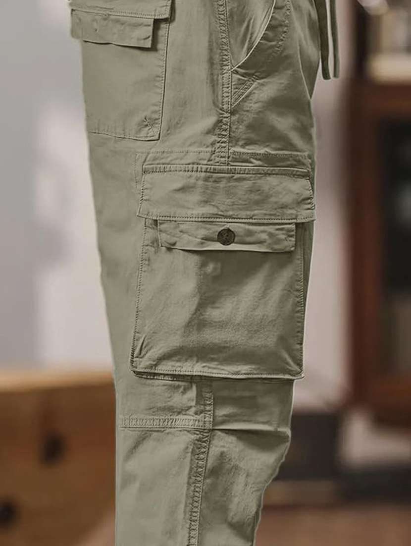 men solid mid rise regular fit cargo pant - 22570488 -  Standard Image - 4