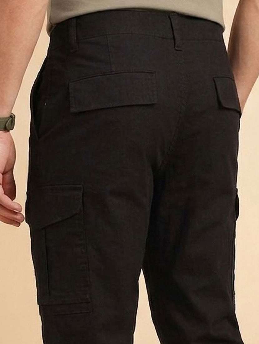 men solid mid rise regular fit cargo pant - 22570499 -  Standard Image - 4