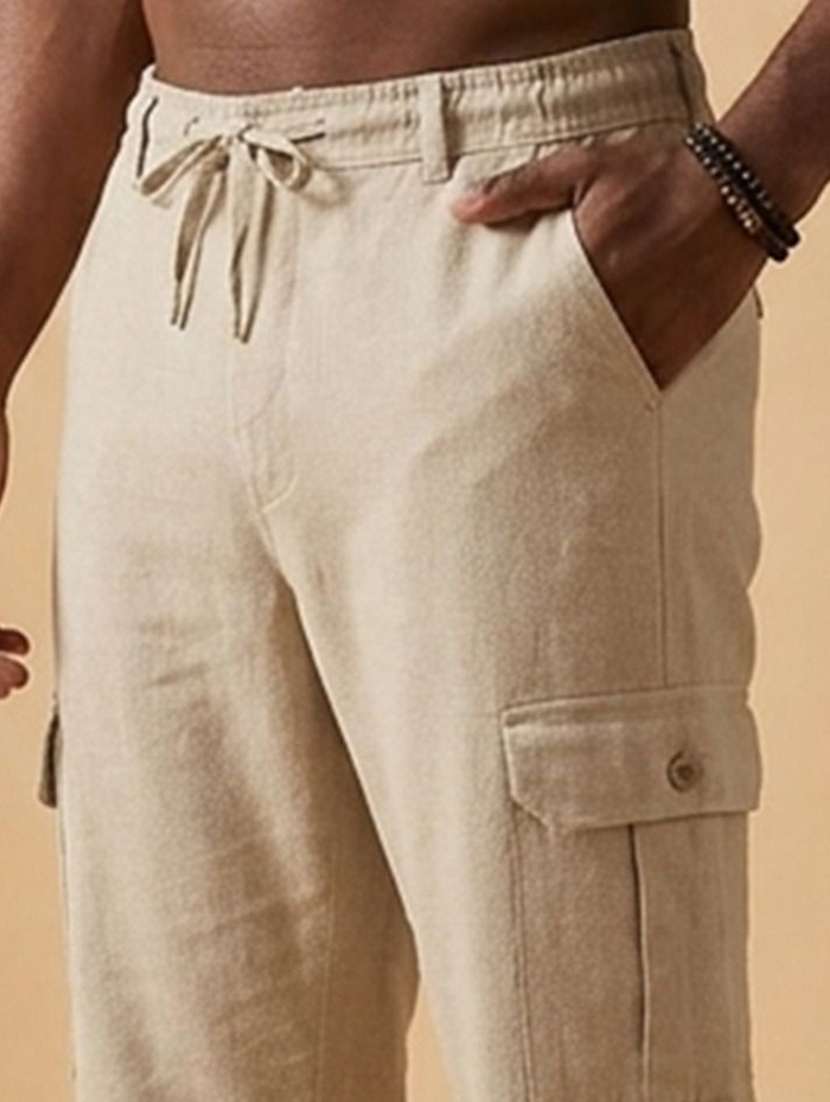men solid mid rise regular fit cargo pant - 22570524 -  Standard Image - 1