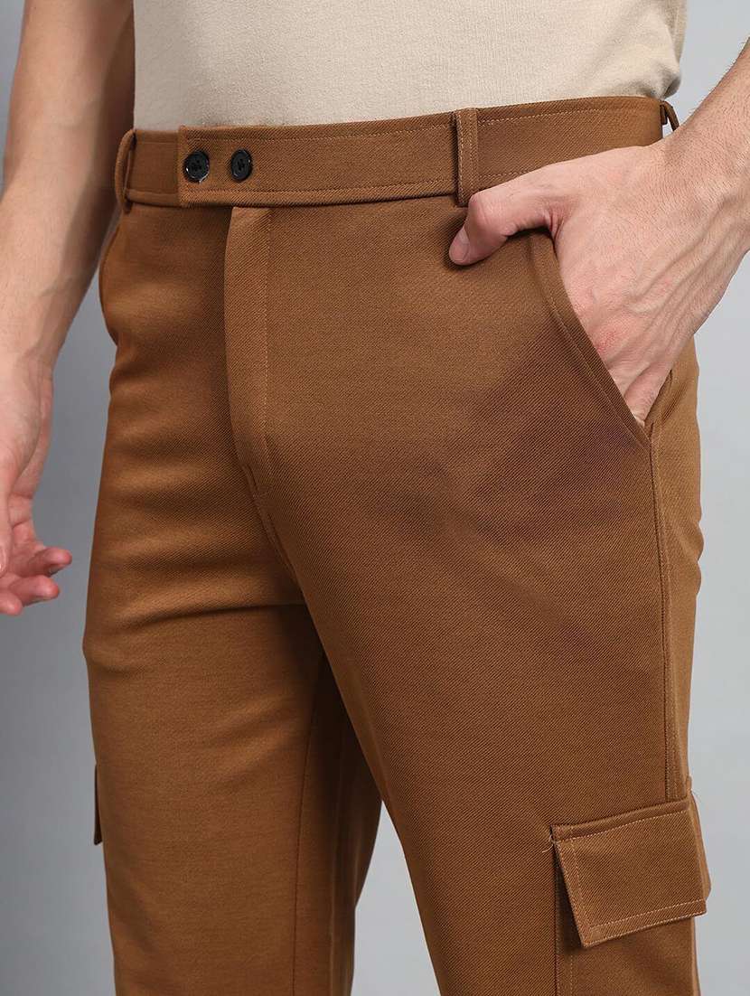 men solid mid rise regular fit cargo pant - 22570527 -  Standard Image - 1