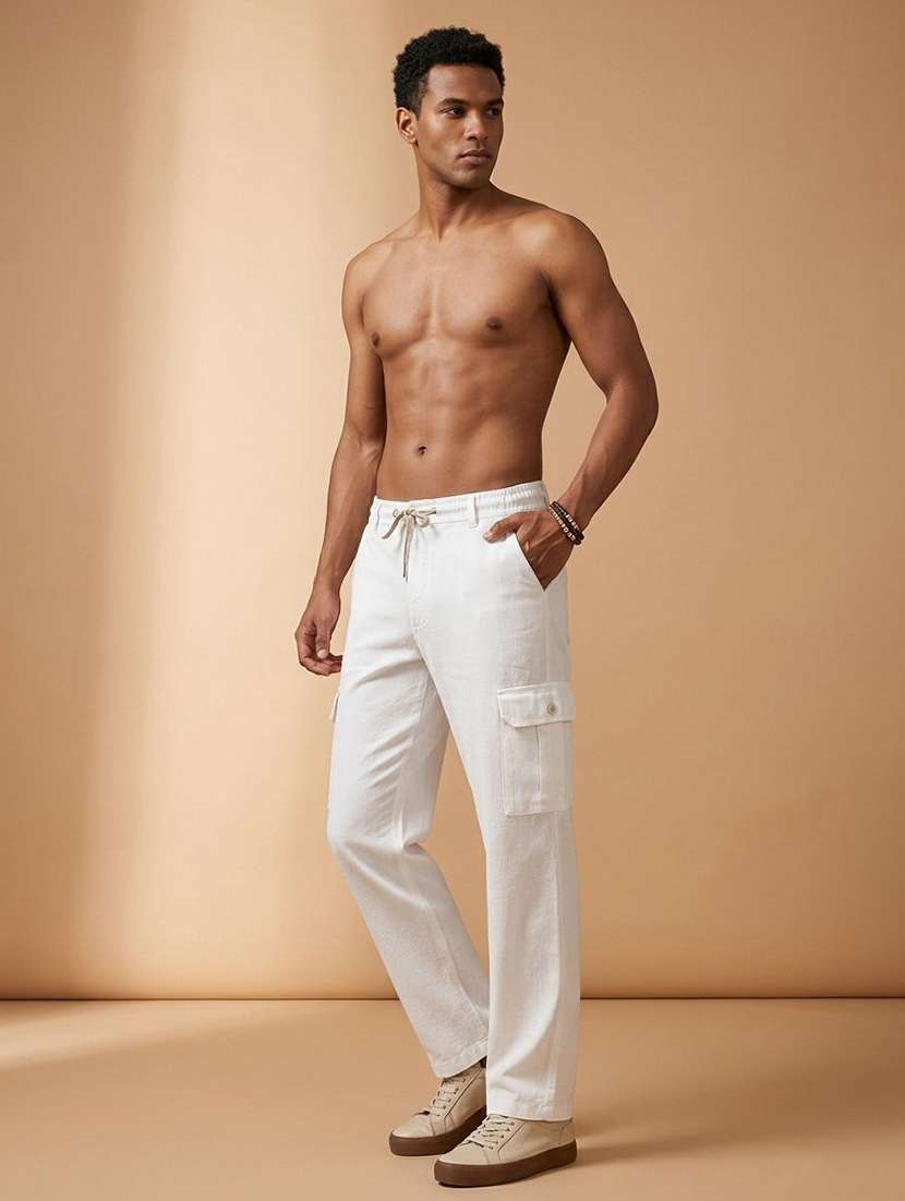 men solid mid rise regular fit cargo pant - 22570535 -  Standard Image - 4