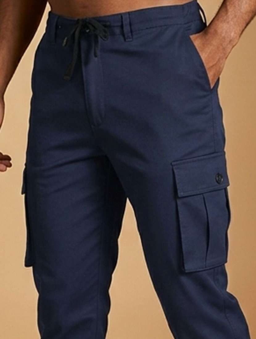 men solid mid rise regular fit cargo pant - 22570539 -  Standard Image - 1