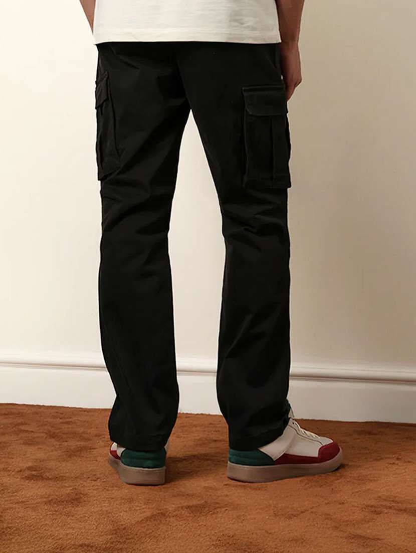 men solid mid rise regular fit cargo pant - 22570554 -  Standard Image - 4