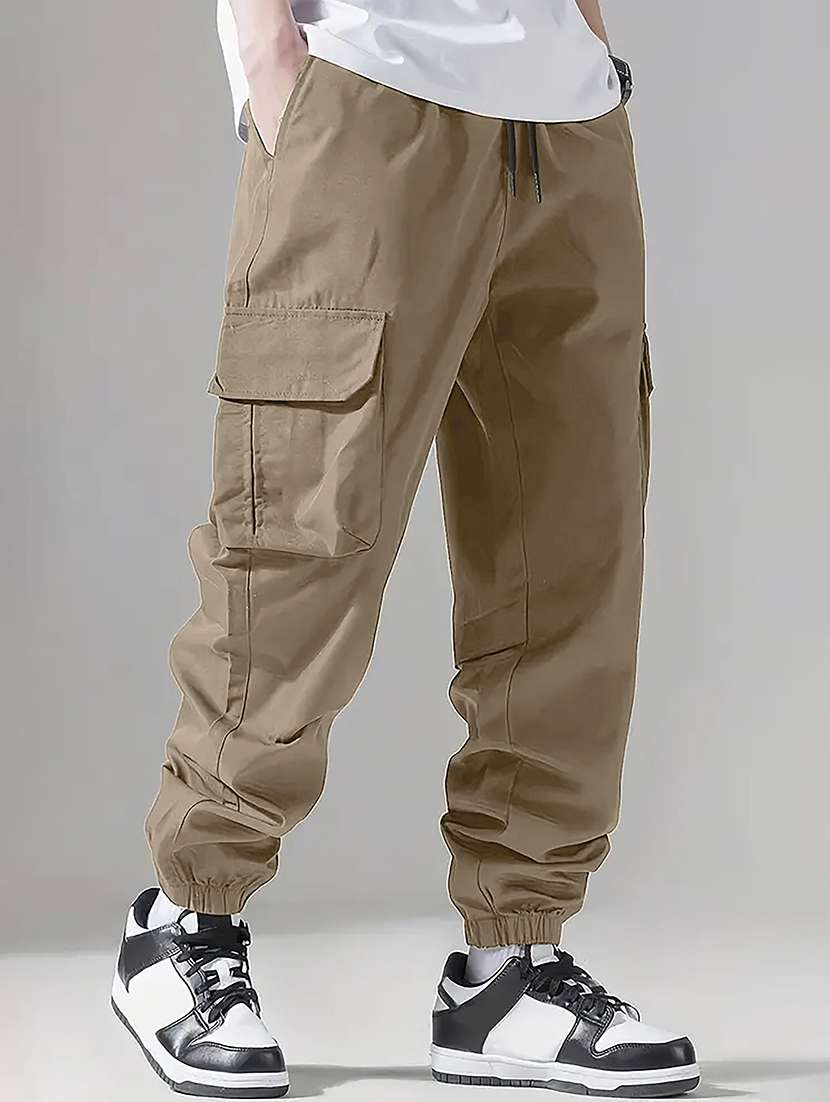 men solid mid rise regular fit jogger - 22570555 -  Standard Image - 1