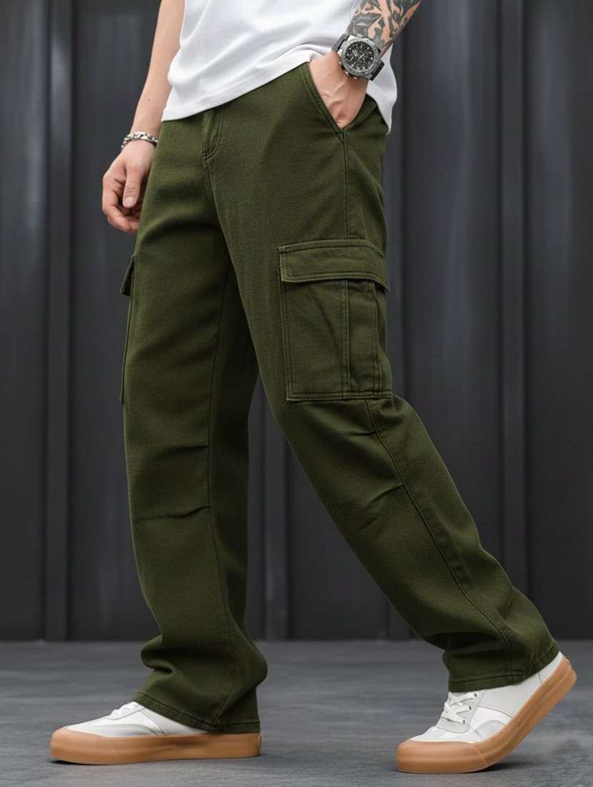 men solid mid rise relaxed fit cargo pant - 22570562 -  Standard Image - 4