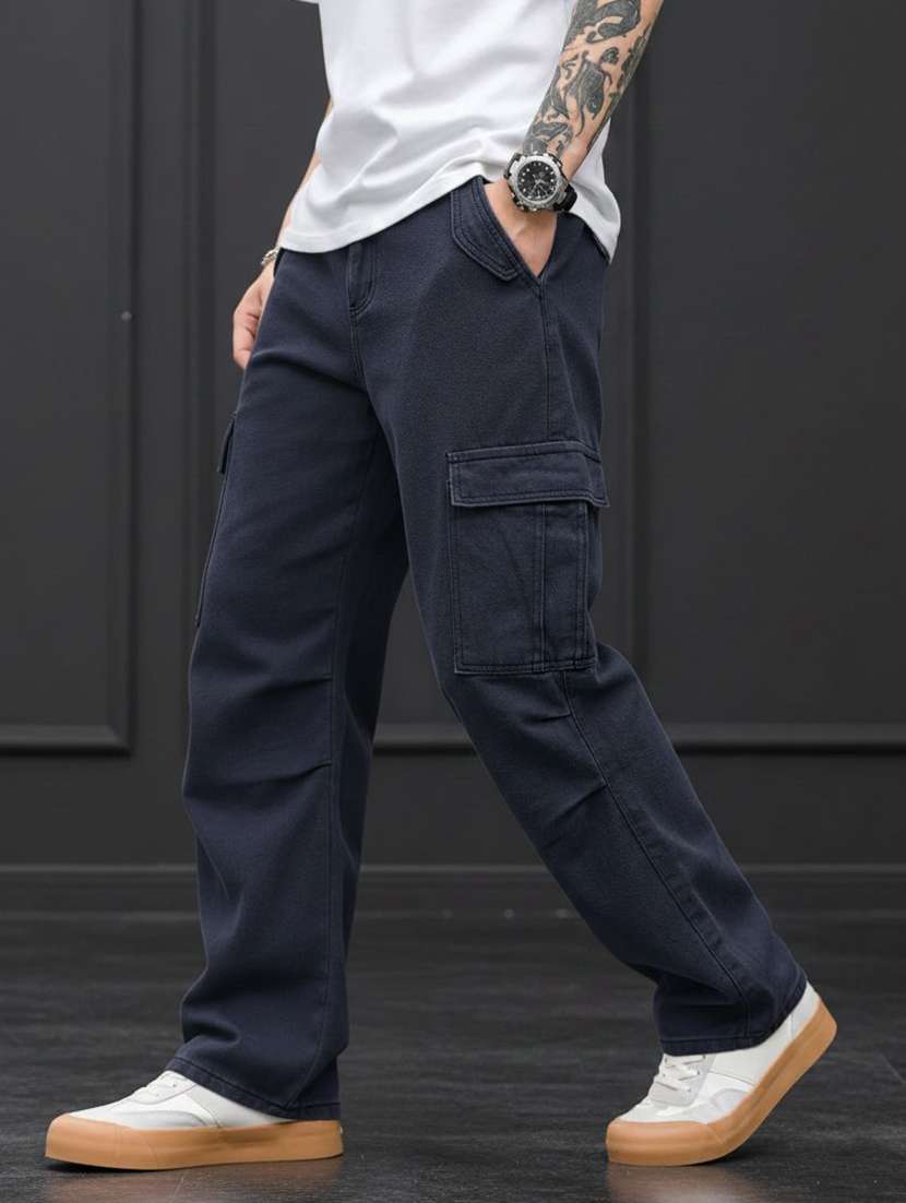 men solid mid rise relaxed fit cargo pant - 22570566 -  Standard Image - 1