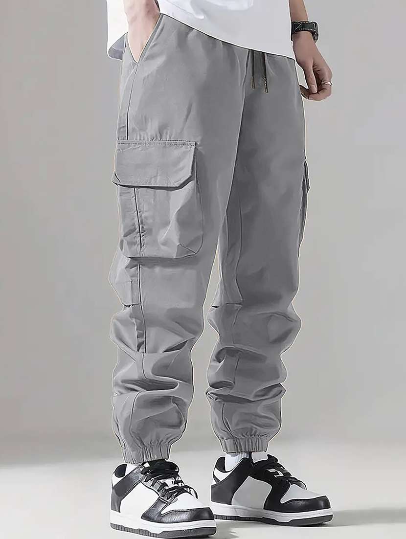 men solid mid rise regular fit jogger - 22570569 -  Standard Image - 1