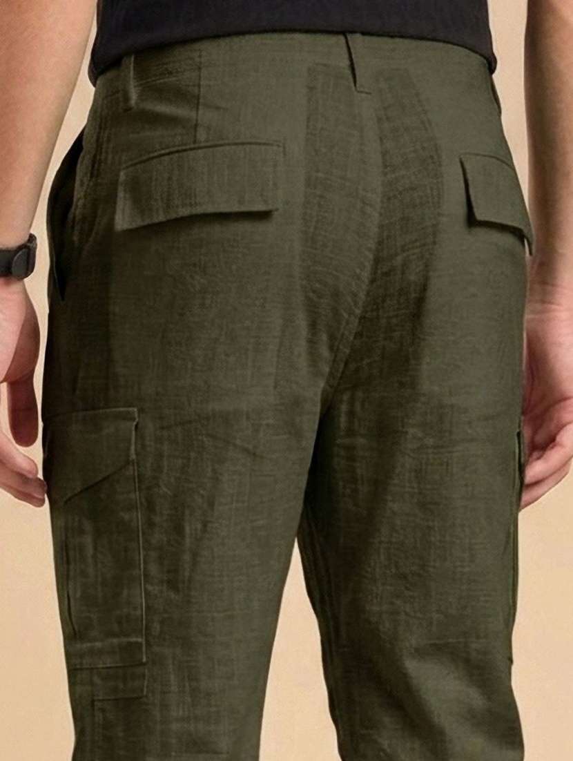 men solid mid rise regular fit cargo pant - 22570601 -  Standard Image - 1