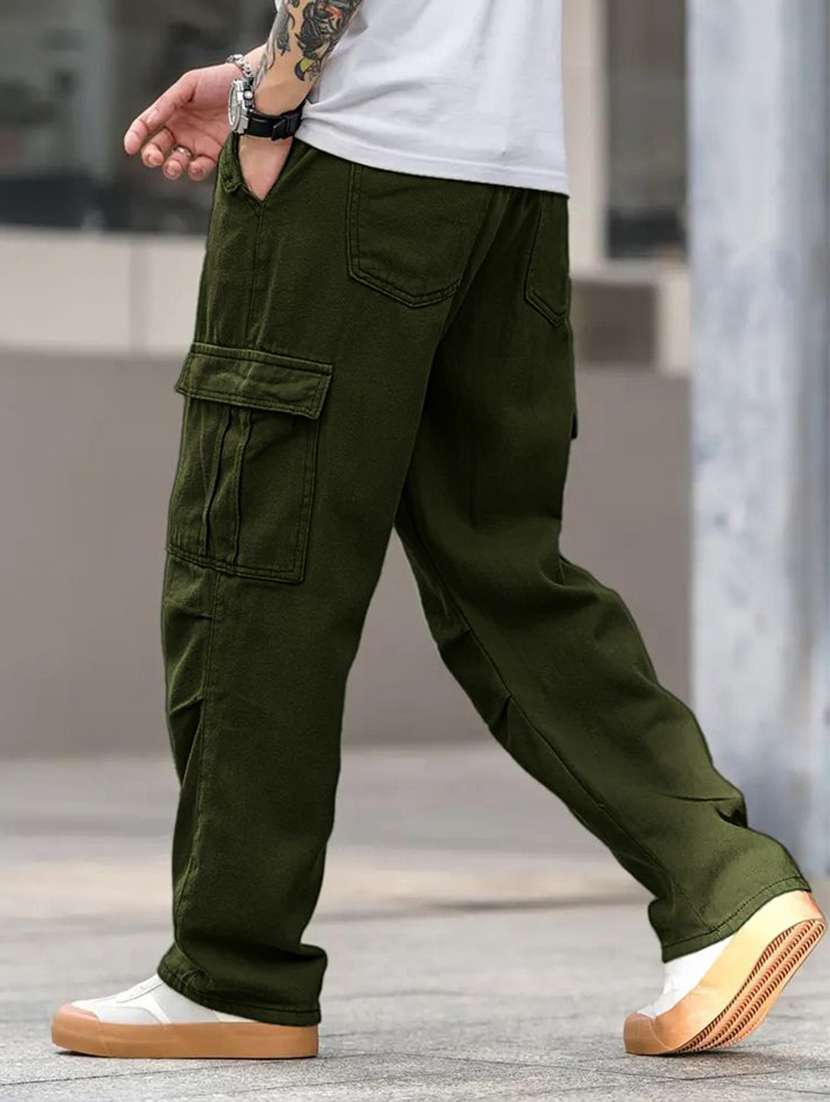 men solid mid rise relaxed fit cargo pant - 22570602 -  Standard Image - 4