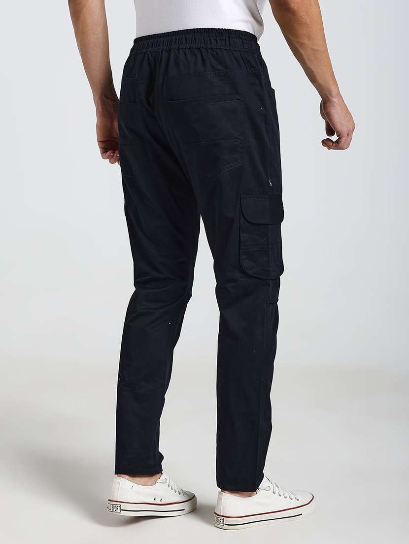 Men Solid Mid Rise Regular Fit Cargo Pant - 22570622 -  Standard Image - 4