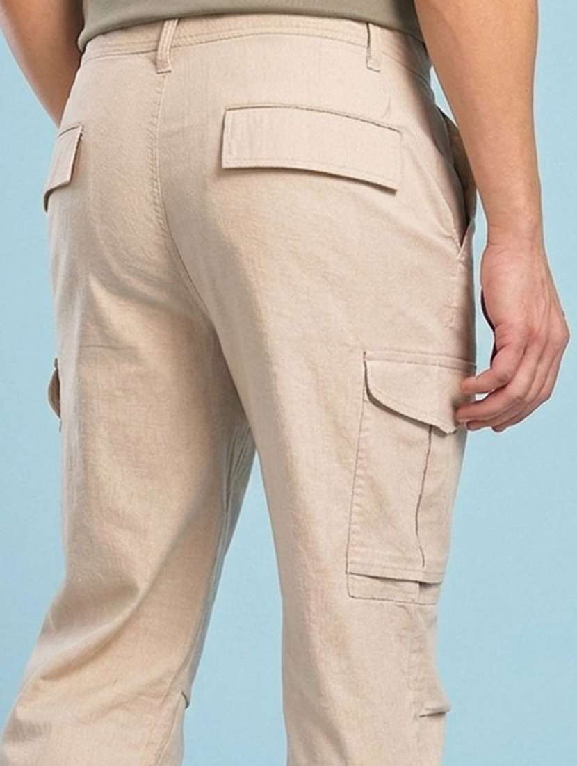 Men Solid Mid Rise Regular Fit Cargo Pant - 22570627 -  Standard Image - 4