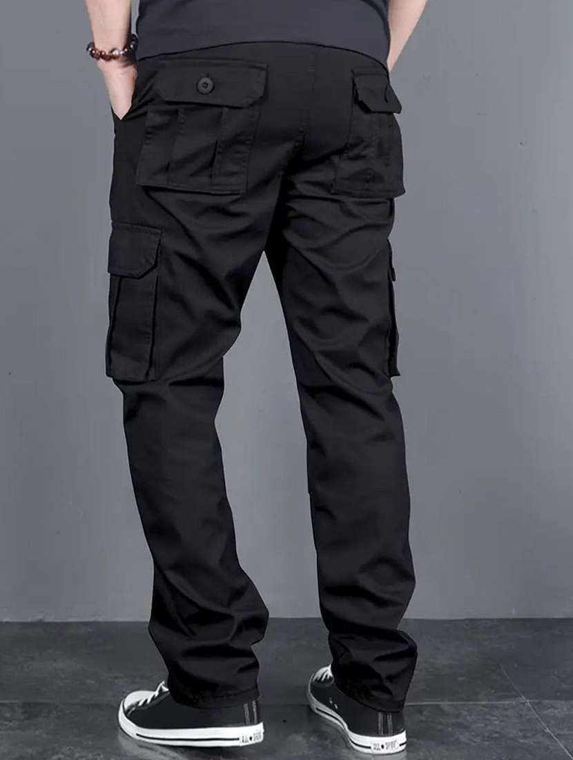men solid mid rise regular fit cargo pant - 22570644 -  Standard Image - 4