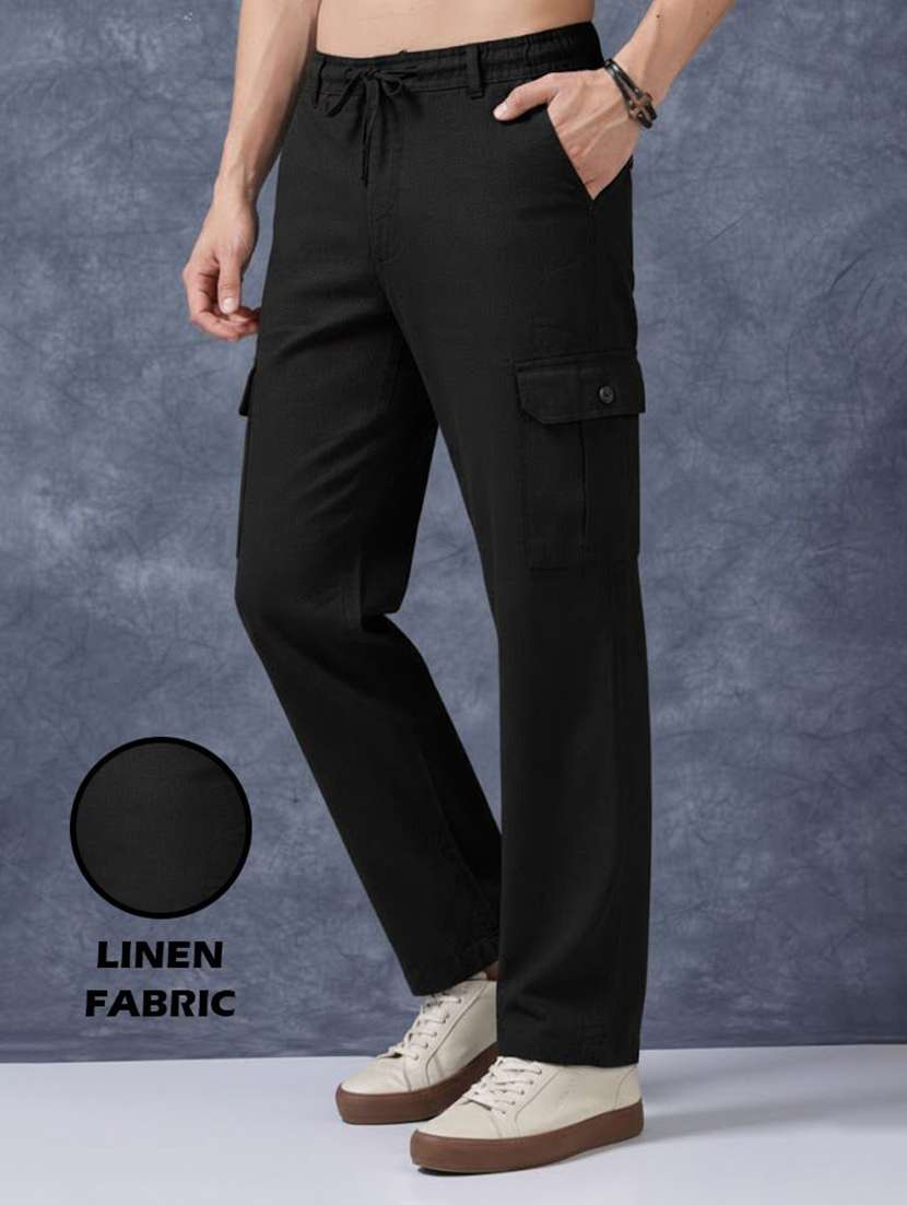 men solid mid rise regular fit cargo pant - 22570666 -  Standard Image - 1