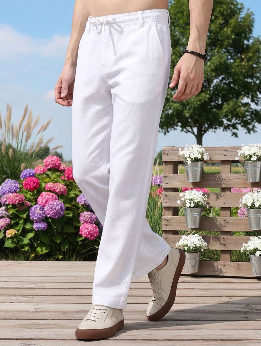 men solid mid rise relaxed fit flat front trouser - 22570692 -  Standard Image - 1