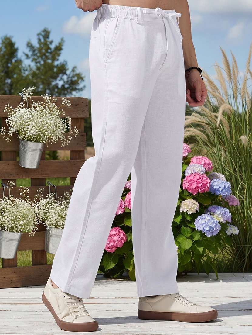men solid mid rise relaxed fit flat front trouser - 22570692 -  Standard Image - 4