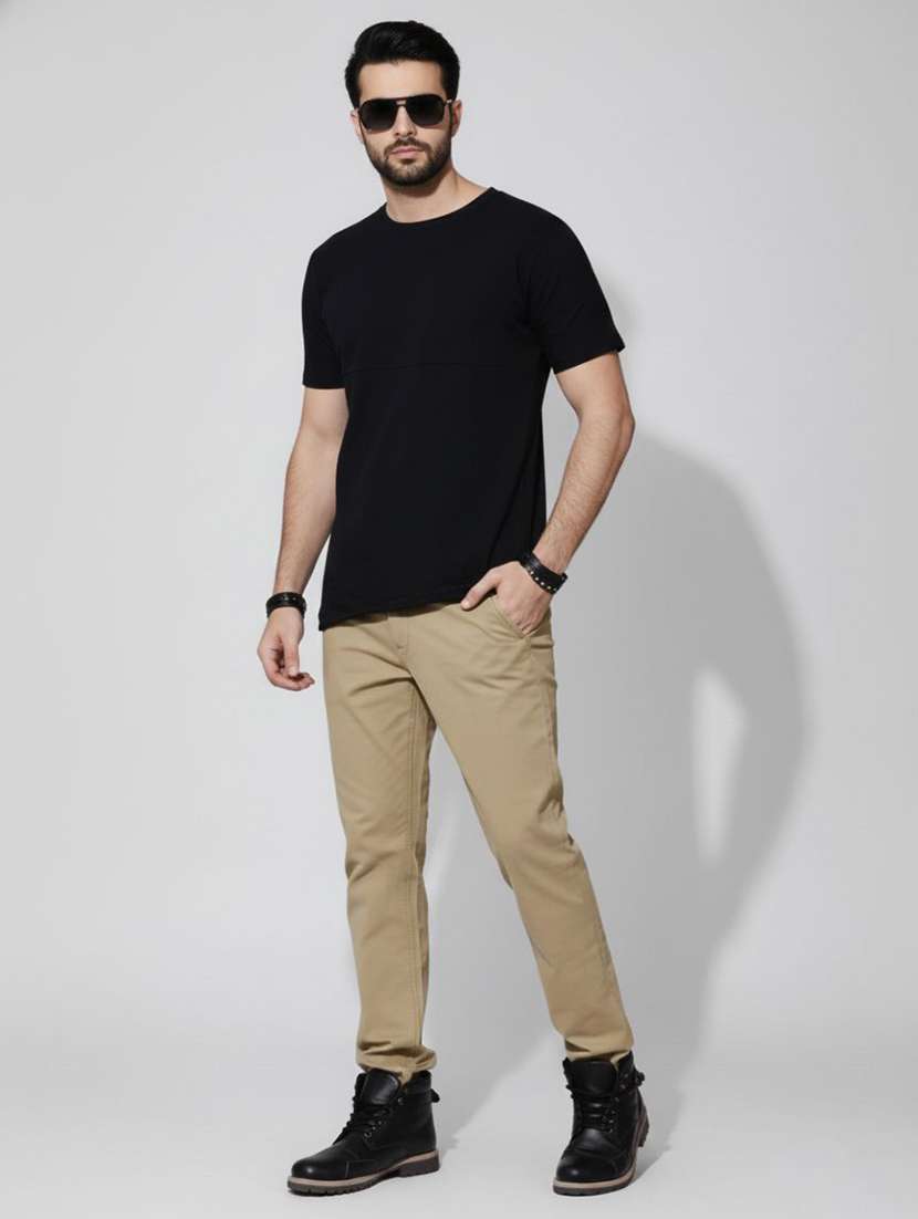 men solid mid rise slim fit chinos - 22570696 -  Standard Image - 4