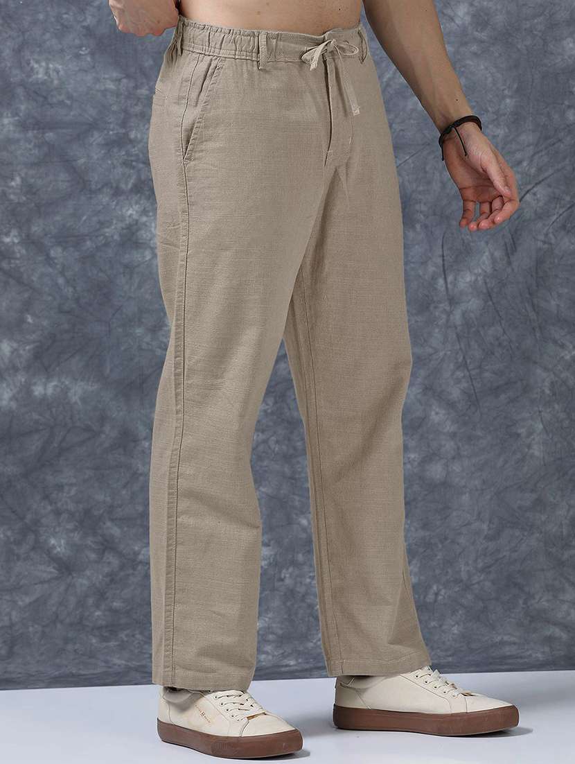 men solid mid rise flat front trouser - 22570698 -  Standard Image - 1