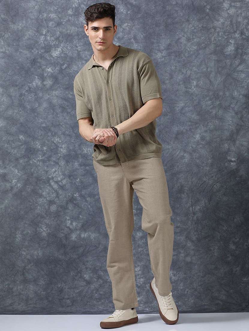 men solid mid rise flat front trouser - 22570698 -  Standard Image - 4