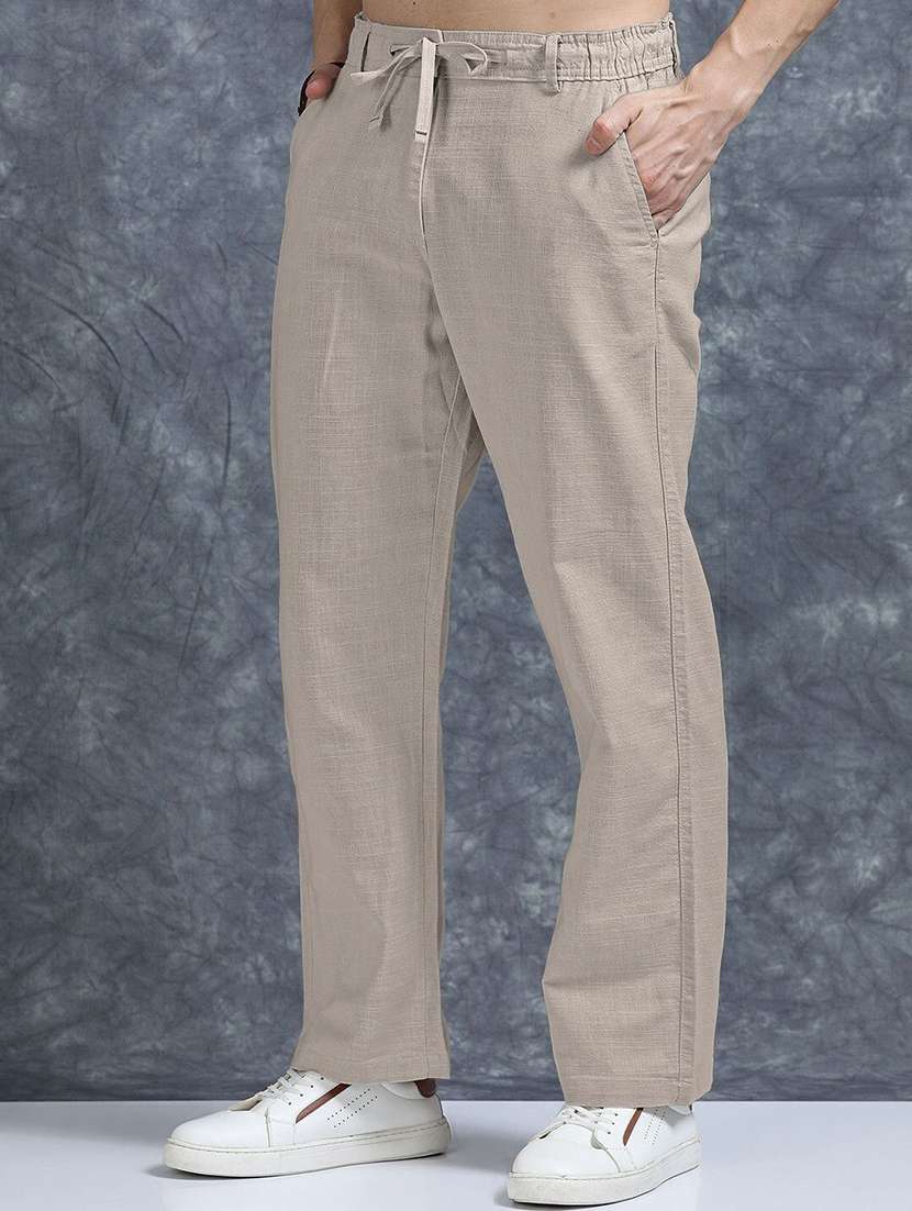 men solid mid rise relaxed fit flat front trouser - 22570705 -  Standard Image - 1